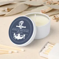 Blue Wave Anchor Wedding V2 Wht/Navy ID836 Mini Candle Favors