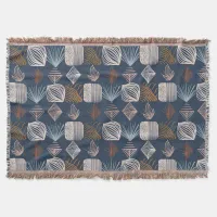 Bold Caribbean Tribal Mudcloth: Navy Blue, Boho Throw Blanket