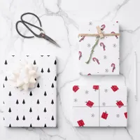 Modern Minimalist Black White & Red Christmas Wrapping Paper Sheets