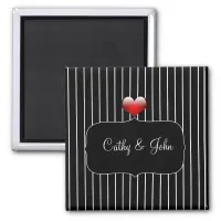 Black and White Stripes Modern Wedding Magnet