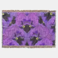 Purple pansies, abstract painting, floral art  throw blanket