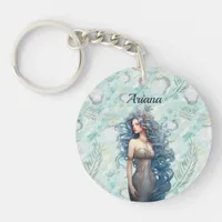 Beautiful Blue-Haired Mermaid  Keychain