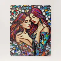Two Women in Love | Faux Mosaic Tile Style Jigsaw Puzzle