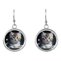 Cute Little Gray Kitten Cute Earrings