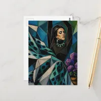 Surreal Collage Fashion Time Lady Dances in Garden Postcard