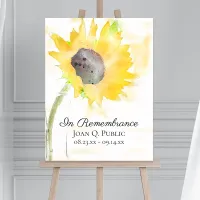 Yellow Sunflower Vase Watercolor Funeral Memorial Foam Board