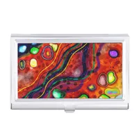 Red, Blue, Copper, Green, Purple Abstract Modern  Business Card Case