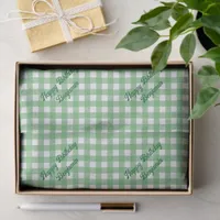 Green and White Classic Gingham Pattern Tissue Paper