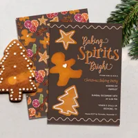 Gingerbread Rustic Charming Christmas Baking Party Invitation