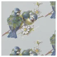 Vintage Birds on Gray Background Fabric