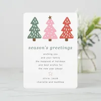 Modern Minimalist Chic Colorful Christmas Trees  Holiday Card