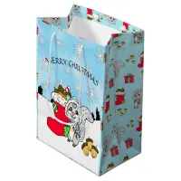 Merry Christmas Festive Squirrel Holiday Medium Gift Bag