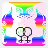 Lesbian Love Pride Rainbow Women Heart Stickers
