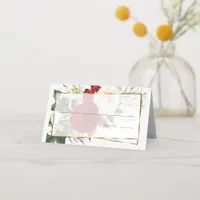 Wedding Escort Card  | Ivory and Red Peony Bouquet