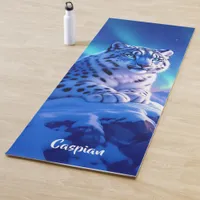 Stunning Snow Leopard on Mountain Rock Yoga Mat