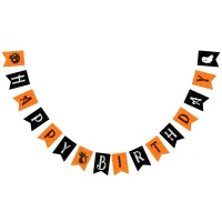 Halloween Birthday Gothic Letters Orange and Black Bunting Flags