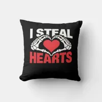 Steal Hearts Funny Valentine Skeleton Hands Style Throw Pillow