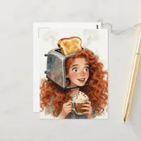  Lady and A Toaster on her head  Postcard
