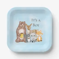 Woodland Creatures Baby Shower It's a Boy Paper Plates