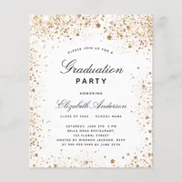 Graduation white gold glitter budget invitation flyer
