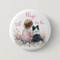 Gigi to be | Pink Baby and Puppy Baby Shower Button