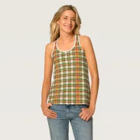 Green Orange Gingham Tank Top