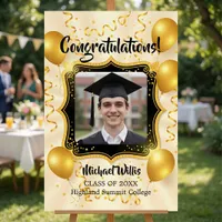 Gold Balloons Confetti Photo Graduation Party Foam Board