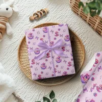 Hatching Soon Baby Pink Dinosaur Baby Shower Wrapping Paper