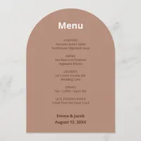 Mocha Brown Modern Wedding Menu Card