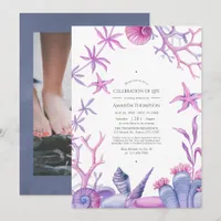 Watercolor Ocean Life Nautical Celebration of Life Invitation