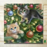 Cute Kittens in the Christmas Tree  Jigsaw Puzzle