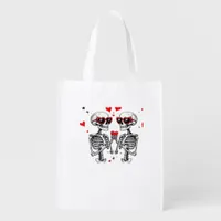 Skeleton Heart Hands Trending Modern Aesthetic Grocery Bag