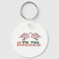 Tis The Season Retro Groovy Christmas Vintage Chri Keychain
