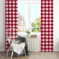 Red And White Buffalo Plaid Checkered Blackout Curtains