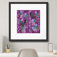 Tropical Birds Abstract Floral Art Botanical Framed Art