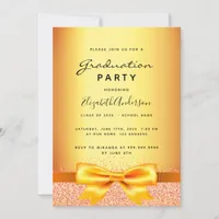 Graduation gold elegant bow invitation