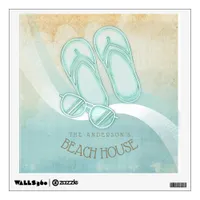 Beach House Sunglasses and Flip Flops Aqua ID623 Wall Decal