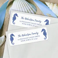 Christmas Seahorses Navy Glitter Return Address Label