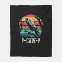 F-Caw-F Crow Retro Sunset Pun Funny Bird Cawing Gr Fleece Blanket