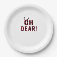 Funny Attitude Oh Dear Plaid Deer Creative Design Paper Plates