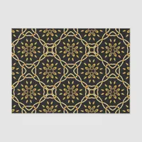 Luxurious Gold Black Moroccan Arabesque Pattern Tissue Paper