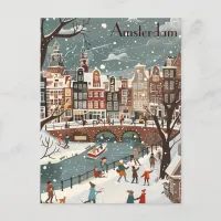 Winter Travel to Amsterdam Postcard