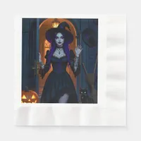 Beautiful Witch with Candelabra Halloween Napkins