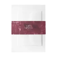 Stone Glitter Wedding Burgundy ID647 Invitation Belly Band