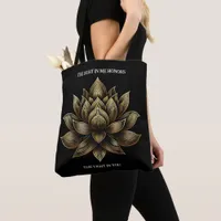 Elegant Golden Lotus Flower The Light in Me ... Tote Bag