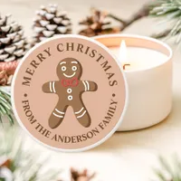 Gingerbread Man Brown Merry Christmas Mini Candle Favors