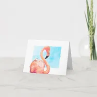 Watercolor Flamingo Pink Blank Greeting  Note Card