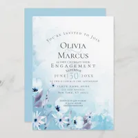 ENGAGEMENT | Watercolor Sky Blue Anemone Garden Invitation