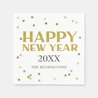 Elegant Happy New Year Glitter Sparkle Confetti Napkins