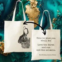 Simple Black Bunny Eco-Friendly Quote Tote Bag